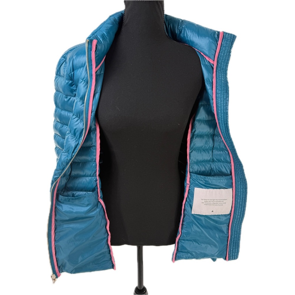 Kate Spade Packable Down Quilted Jacket with Zippered Pouch Dark Peacock Size XL - Picture 11 of 17